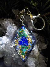 Porte clés malachite, lapis lazuli.