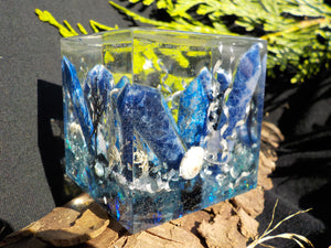 orgonite lapis lazuli, tourmaline noire, nacre, quartz rose